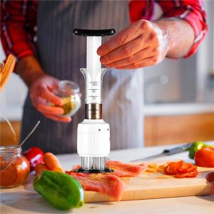 2-In-1 Professional Stainless Steel Meat Tenderizer With Marinade And Seasoning Injector Needles