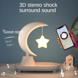 Crescent Moon Night Light With Wireless Phone Charger And Bluetooth Speaker