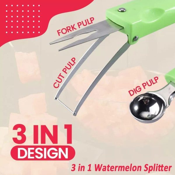 3-In-1 Stainless-Steel Watermelon Slicer Cutter Melon Baller Scoop Tool