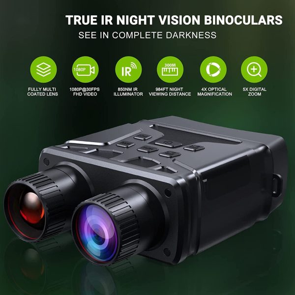 5X Digital Zoom Night Vision Infrared Binoculars With 4 Inch 1080P Hd Lcd