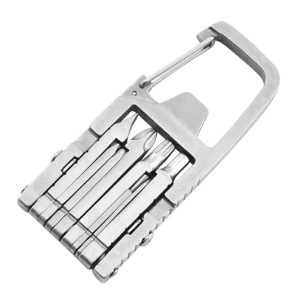 12-In-1 Keychain Stainless-Steel Folding Multitool, Screwdriver Bit Tool, Bottle Opener, Portable Pocket Tool For Outdoors, Camping