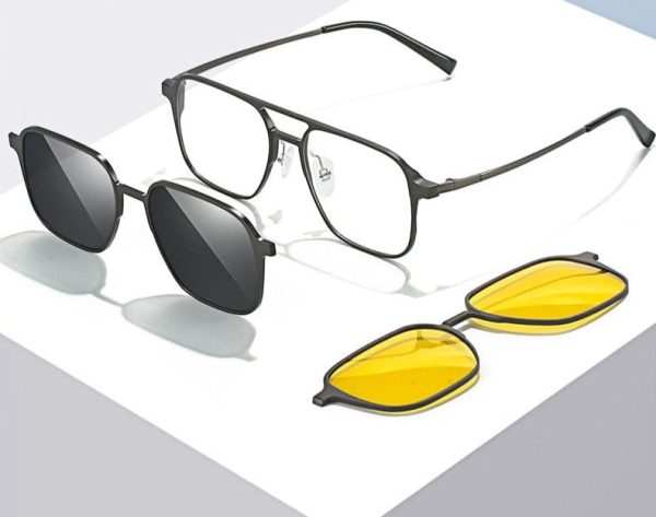 Polarized Magnetic Clip-On Aluminum Frame Lightweight Sunglasses