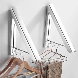 Retractable Clothes Rack, Wall-Mounted Aluminum Folding Clothes Drying Hanger