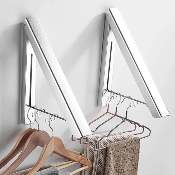 Retractable Clothes Rack, Wall-Mounted Aluminum Folding Clothes Drying Hanger