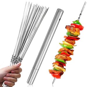 Barbecue Reusable Grill Stainless Steel Skewers