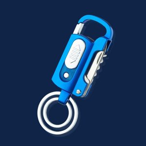 5-In-1 Windproof Rechargeable Lighter Keychain Multitool, Wine Opener, Bottle Opener, Knife, Led Flashlight, Flathead Screwdriver