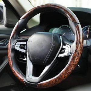 Mahogany Wood Grain Steering Wheel Cover, Anti-Slip Universal Fit For Car, Truck, Suv, Jeep