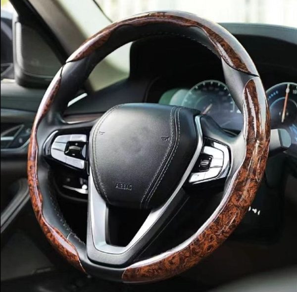 Mahogany Wood Grain Steering Wheel Cover, Anti-Slip Universal Fit For Car, Truck, Suv, Jeep