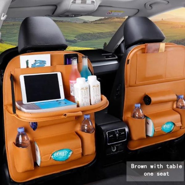 Car Back Seat Organizer Storage Bag With Foldable Table