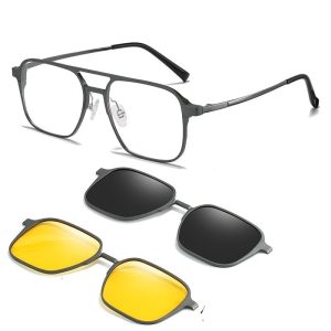 Polarized Magnetic Clip-On Aluminum Frame Lightweight Sunglasses