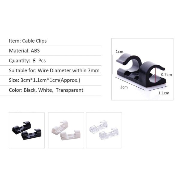 Cable Organizer Clips For Cable Management (20 Pieces)