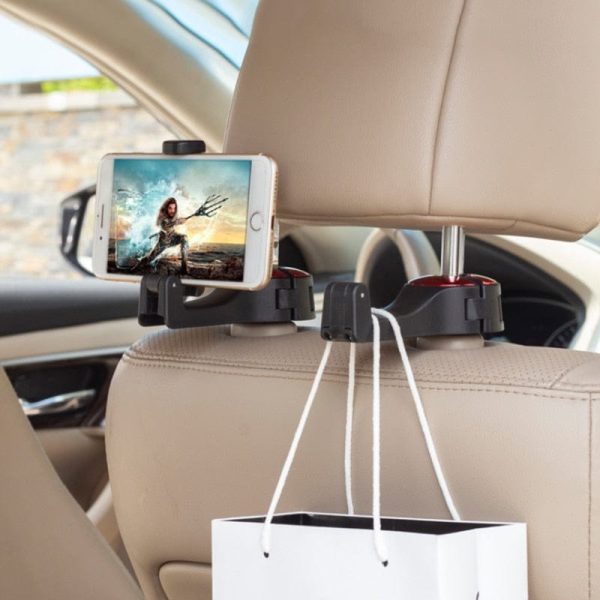 Car Headrest Hook With Phone Holder