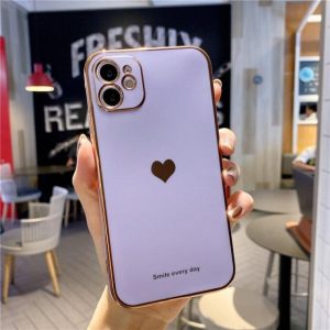 Electroplated Love Heart Phone Case For Iphone