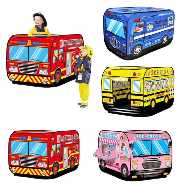 Children'S Outdoor And Indoor Popup Play Tent Fire Truck Police Car Icecream Truck Schoo Bus