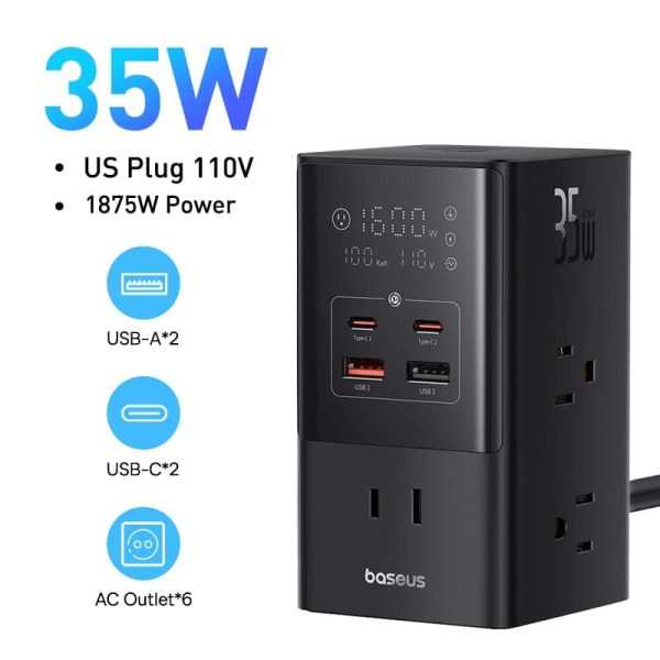 Rapidcharge 7-In-1 Power Hub With 35W Fast Charging And Digital Display For Phones