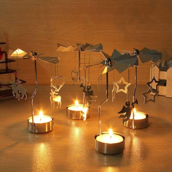 Christmas Candle Holder Rotary Spinning Carousel Light