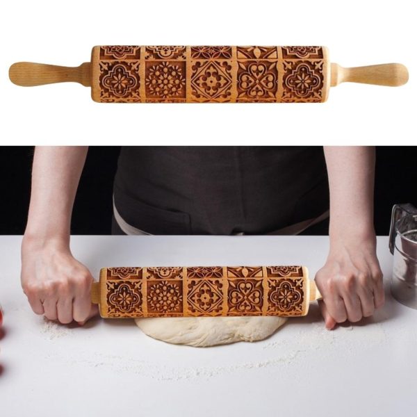 Wooden Embossing Cookie Rolling Pin