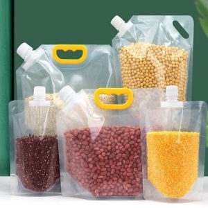 Grain Moisture-Proof Sealed Bag Transparent Stand-Up Food Storage Bags (10 Pieces)