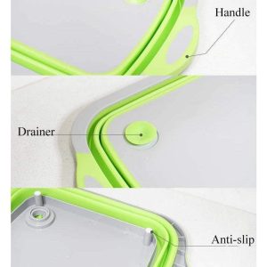 Collapsible Cutting Board, 3-In-1 Chopping Board With Drain Plug, Wash Basin, Dish Tub And Colander