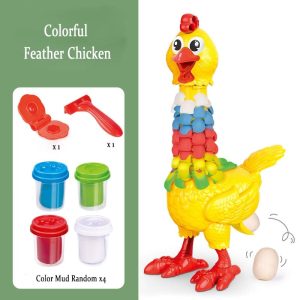 Colorful Feather Chicken Laying Plasticine Toy