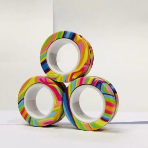 3 Pcs Finger Magnetic Rings Fidget Toys, Colorful Magnet Rings For Stress , Adhd, Autism, Anxiety