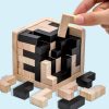 Creative 3D Wooden Puzzleinterlocking Cube Brain Teaser And Early Learning Educational Toy For Kids