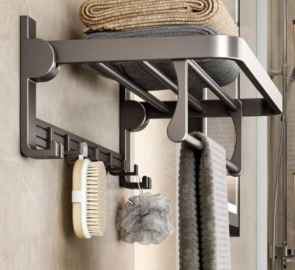 Easy Organizer Bathroom Aluminum Foldable Towel Rack