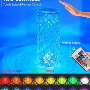 Crystal Rose Touch Control Usb Rechargeable Lamp - Multi-Color (16 Colors)