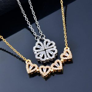 Elegant Four Heart Magnet Necklace