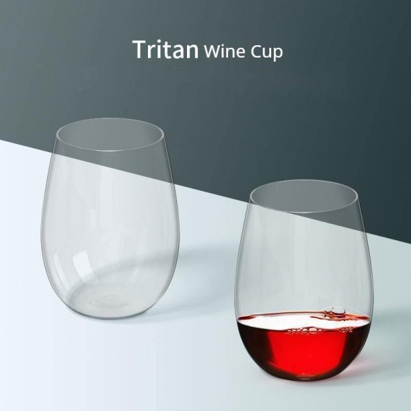 Elegant Stemless Shatterproof Tritan Plastic Wine Cups