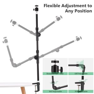 Flexible Foldable Aluminum Desk Mount Holder With Metal Clamp
