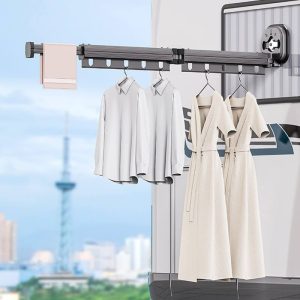 Portable Drying Rack For Laundry, Powerful Suction Wall Mounted Clothes Hanger Rack, Folding, Retractable, Collapsible