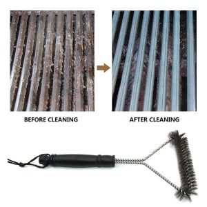 Stainless-Steel Clean Bbq Grill Brush, Bristle-, 100% Rust Resistant, Safe For Porcelain, Ceramic, Steel, Cast Iron