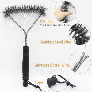 Stainless-Steel Clean Bbq Grill Brush, Bristle-, 100% Rust Resistant, Safe For Porcelain, Ceramic, Steel, Cast Iron