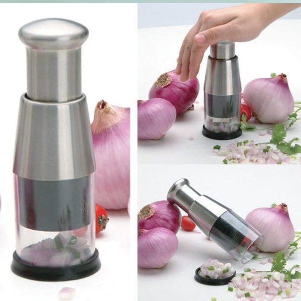 Food Chopper, Stainless-Steel Manual Hand Garlic, Onion, Nuts, Vegetable Chopper Dicer