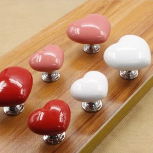 Ceramic Heart Shape Cabinet, Drawer, Cupboard Knobs, A Creative Touch For Your Home, Apartment, Hotel Furniture, Kids Room, Closets