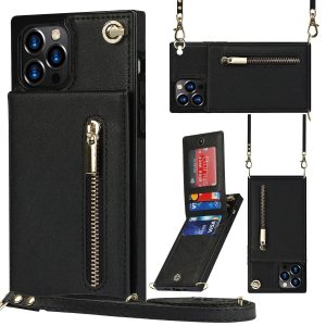 Classic Leather Wallet Phone Case With Lanyard