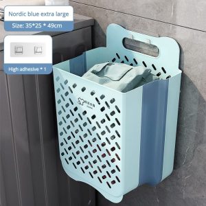 Collapsible Hanging Laundry Basket With Handle Storage Organization Dirty Clothes Basket
