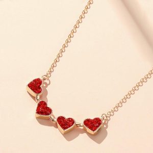 Double-Sided Love Heart & Lucky Clover Pendant Necklace