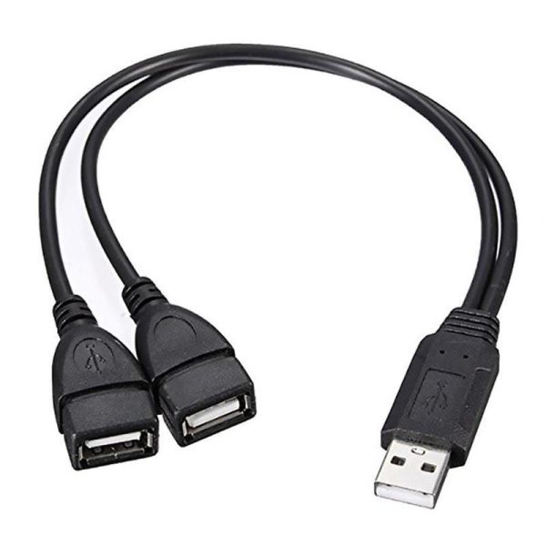 Male To Dual Usb Female Usb Charging Power Cable