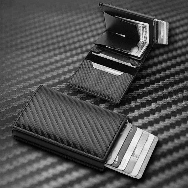 Men'S And Women'S Carbon Fiber Rfid Wallets - Slim Trifold Design