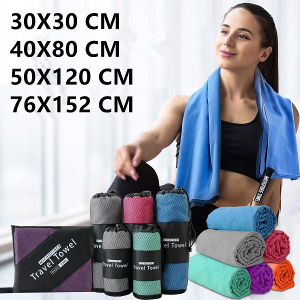 Microfiber Towel, Perfect Travel, Sports, Beach Towel, Fast Drying, Super Absorbent, Ultra Compact