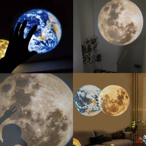 Moon And Earth Led Projector Lamp With 360° Rotatable Bracket