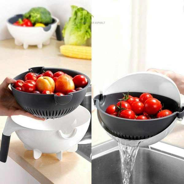 Multifunctional Vegetable Cutter Slicer With Rotatable Drain Basket