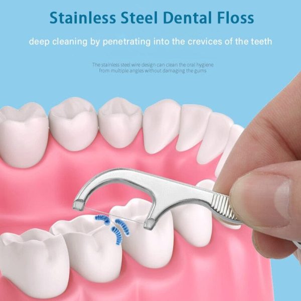 Portable Reusable Stainless-Steel Flossing And Toothpick Set