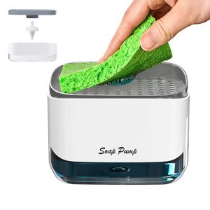 Push-Style Kitchen Soap Dispenser⁠ And Sponge Holder