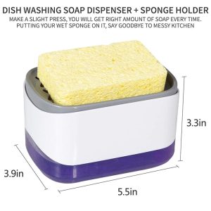 Push-Style Kitchen Soap Dispenser⁠ And Sponge Holder