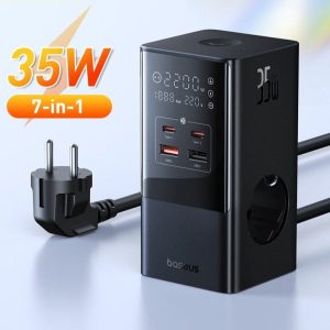 Rapidcharge 7-In-1 Power Hub With 35W Fast Charging And Digital Display For Phones
