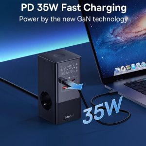 Rapidcharge 7-In-1 Power Hub With 35W Fast Charging And Digital Display For Phones