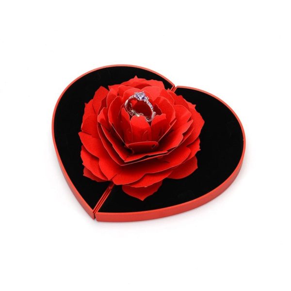 3D Heart-Shaped Rose Ring Box